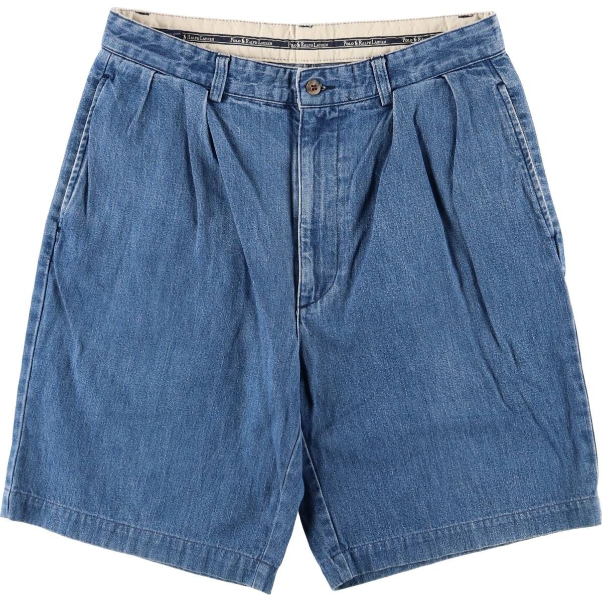 古着 ラルフローレン Ralph Lauren POLO RALPH LAUREN TYLER SHORT ツータック デニムショーツ ショートパンツ メンズw32相当|eaa578228