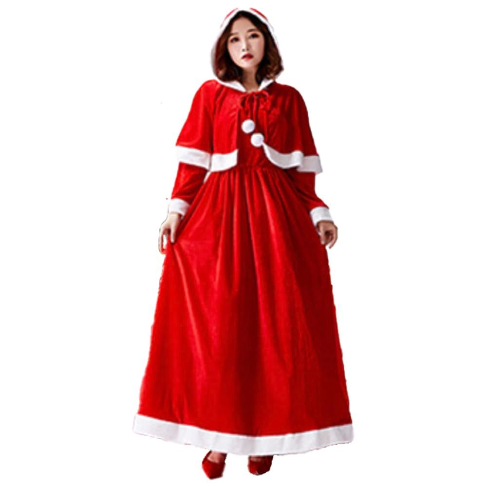 [FUPUONE] サンタ コスプレ ワンピース ロング レディース 衣装 クリスマス イベント (S， レッド) [レッド] [S]