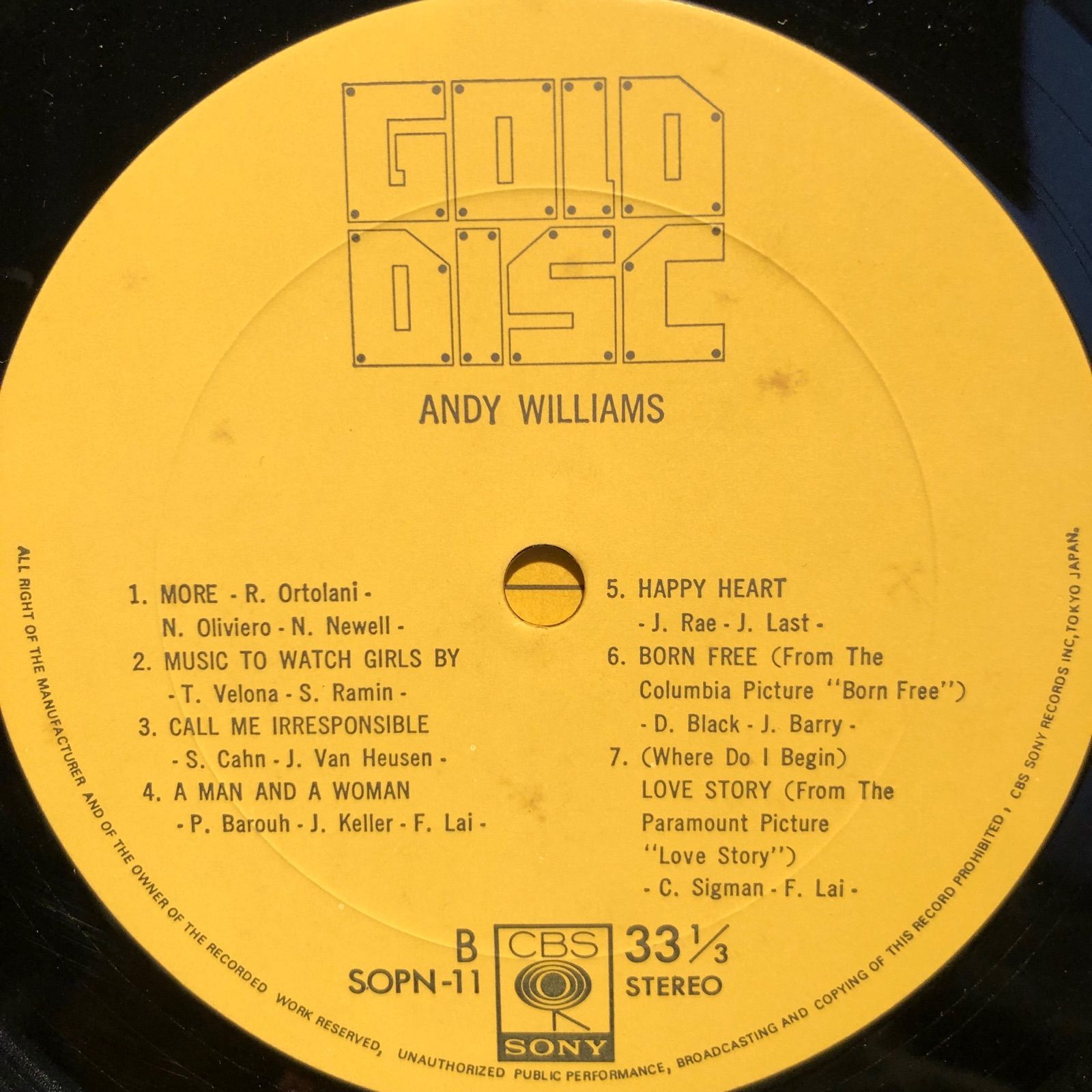 Andy Williams / GOLD DISC LP cbs/sony (中古) - メルカリ