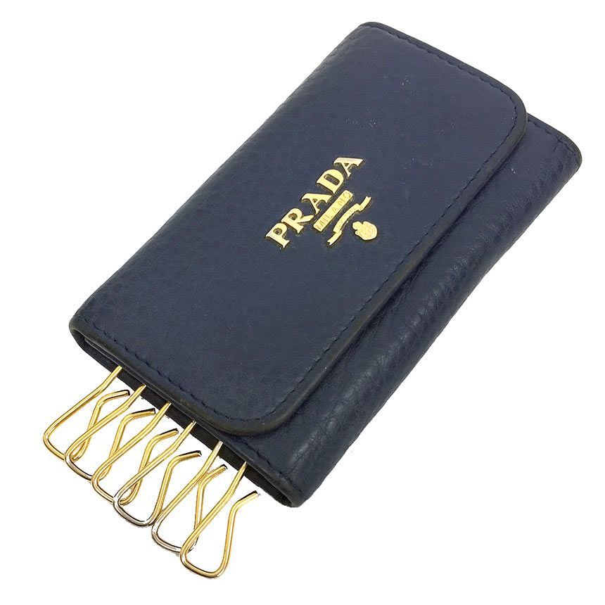 PRADA プラダ レザー キーケース ネイビー aq11548