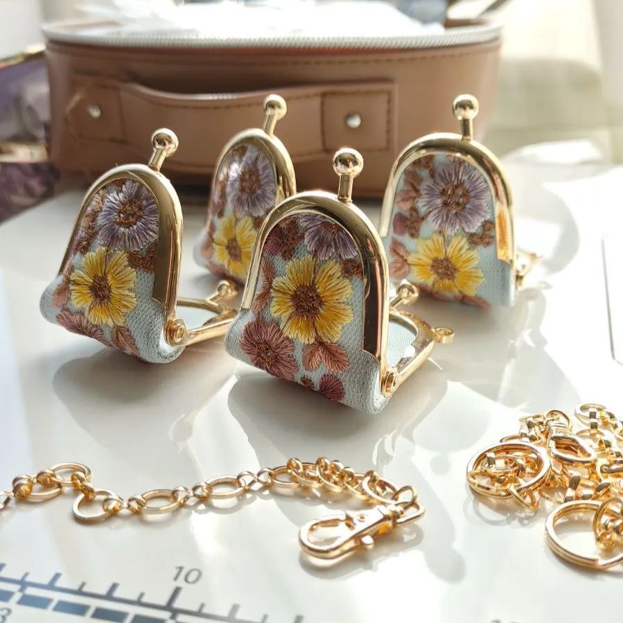 No.238 (水色)『インド刺繍・ミニがま口チャーム』 アクセサリー