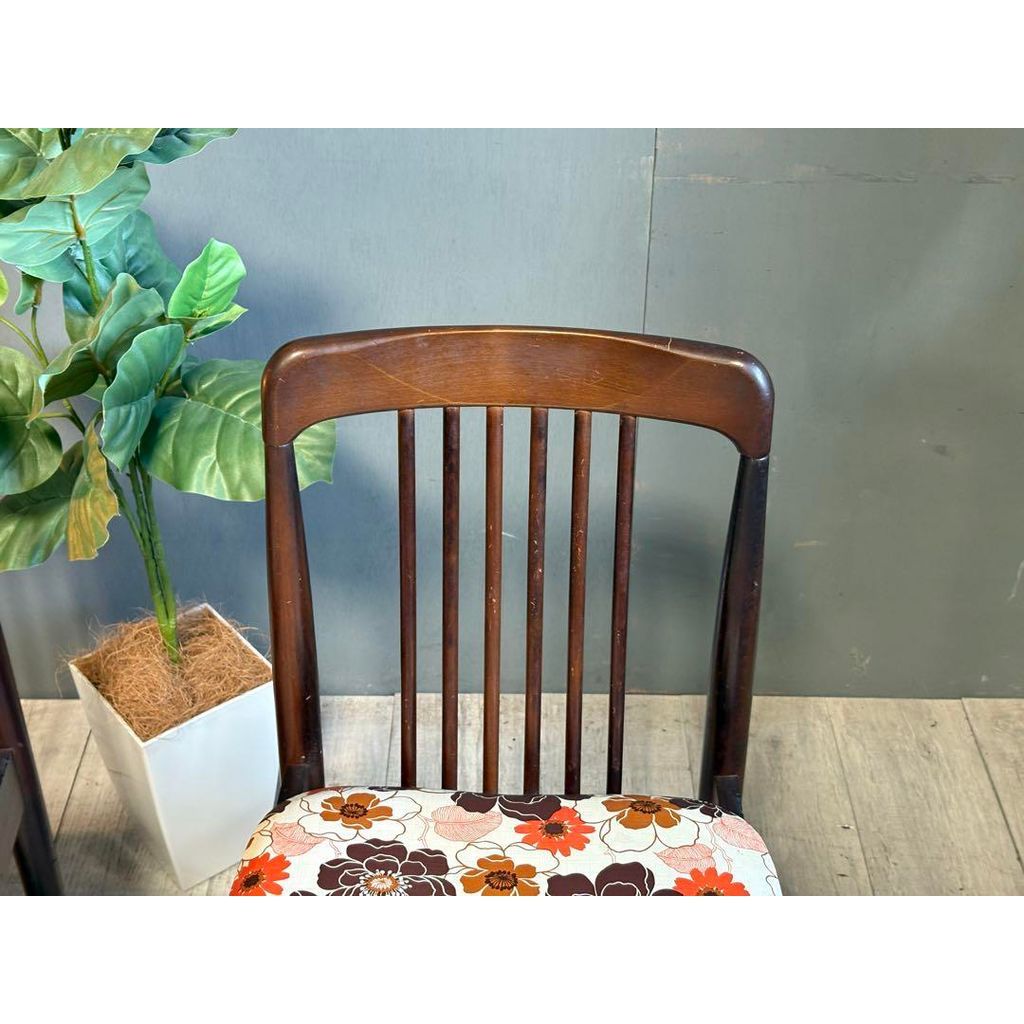 超希少 アイエフ家具 昭和レトロ 花柄座面 ヴィンテージ スポーク 2脚 