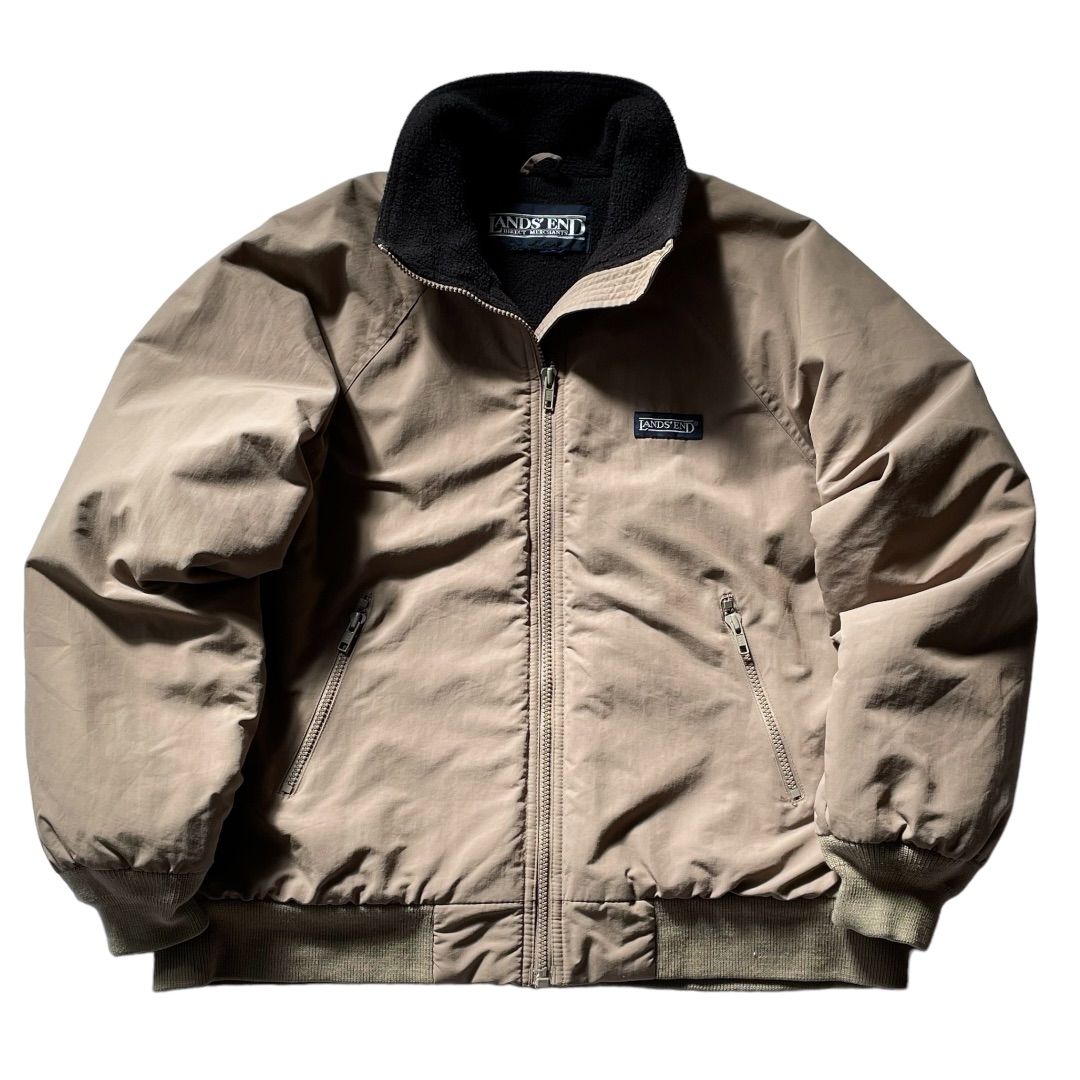 90s~ LANDS'END zip up fleece lining nylon jacket / ランズエンド