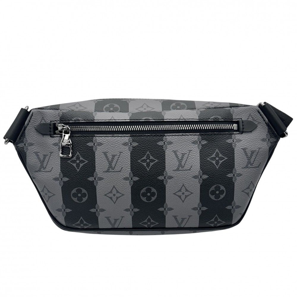 ルイヴィトン ボディバッグ メンズ モノグラムストライプ モジュラースリングバッグ LV×NIGO コラボ 斜め掛け エクリプス 小さめ かばん 鞄 LOUIS VUITTON M59338 ブラック 黒 シルバー金具 品