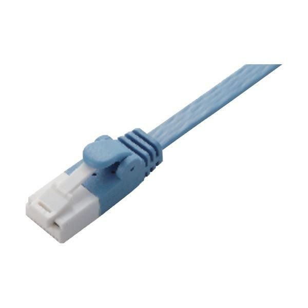 (まとめ) エレコム EU RoHS指令準拠爪折れ防止フラットLANケーブル(Cat6) ブルー 10.0m LD-GFT/BU100 1本 〔×10セット〕