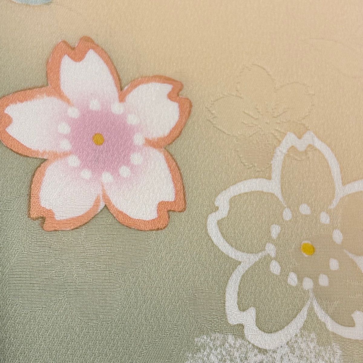 付下げ 身丈157.5cm 裄丈62cm S 袷 桜 地紋 染め分け ぼかし 薄