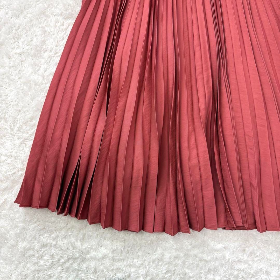 美品 ebure エブール プリーツ ロング スカート 赤系 red ピンク