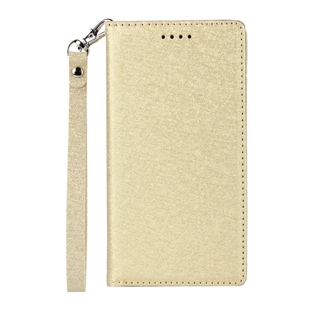SO-01L SOV39 用 ケース XZ3 カバー 薄型 高級PUレザー 手帳型 Xperia マグネット式 ベルトなし ストラップ付き カード収納 Elick エクスペリア XZ3 スマホケース ゴールド