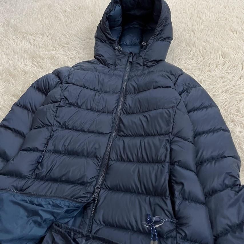 Aライン】モンベル ネージュダウンコート L ネイビー 800FP ロング丈