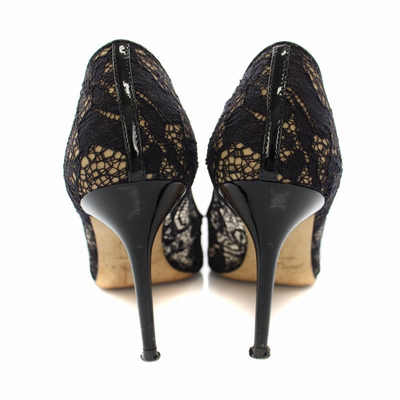 ジミーチュウ 黒レースパンプス 34.5 アグネス