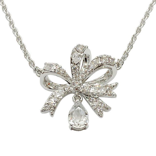 SWAROVSKI スワロフスキー ネックレス Volta リボン シルバー