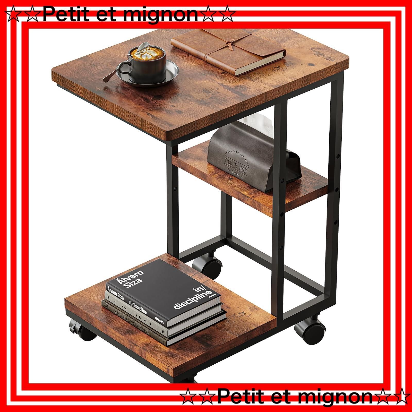 サイドテーブル　木製　キャスター付き　和モダン　ベッドサイド　コの字　ビンテージ サイドテーブル 木製 キャスター付き 和モダン ベッドサイド コの字