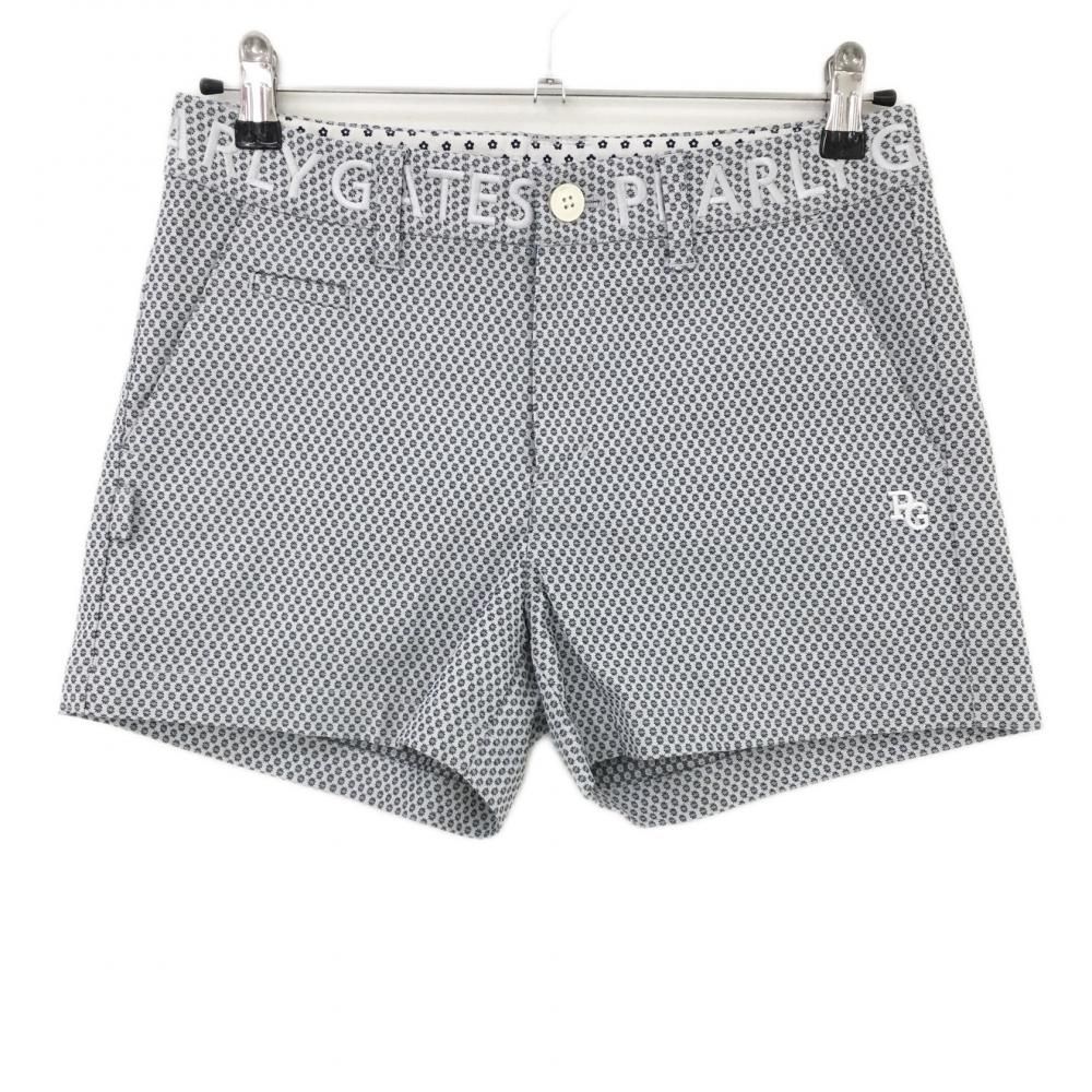 特価【美品】パーリーゲイツ ショートパンツ 白×ネイビー 総柄 ウエストロゴ レディース 1(M) ゴルフウェア 2022年モデル PEARLY GATES