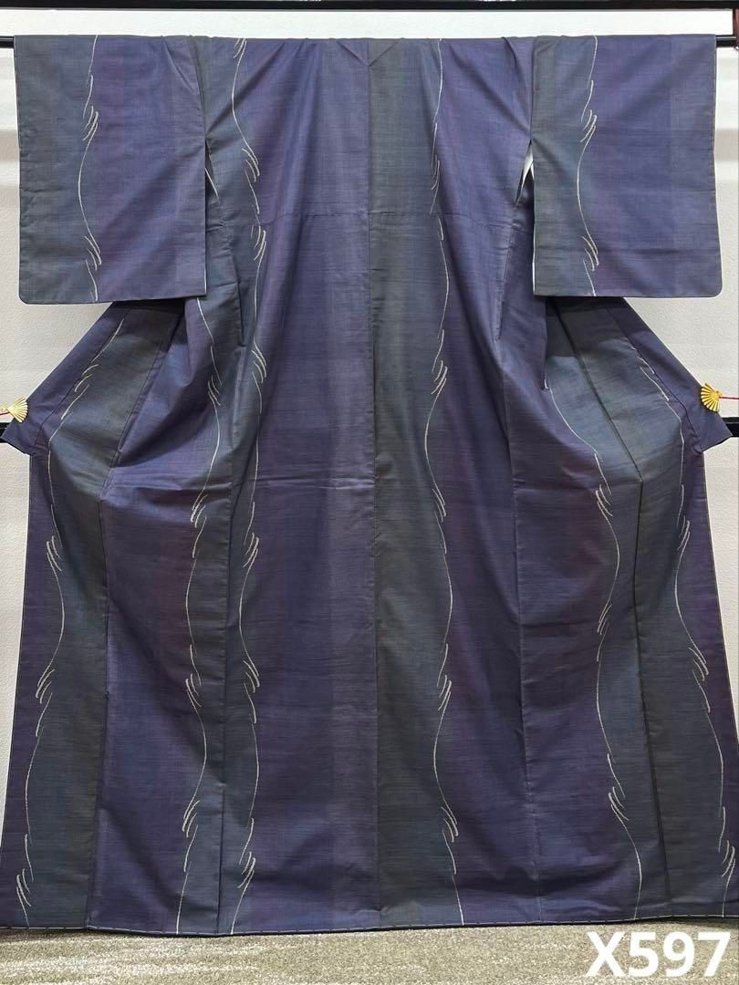 本場大島紬 九マルキ 藍染 正絹 躾糸付き - メルカリ