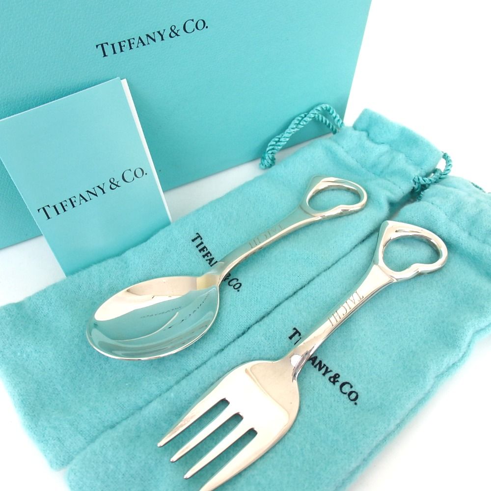 TIFFANY＆Co. ティファニー 食器 ベビーカトラリー スプーン フォーク オープンハート キッズ ベビー 28-322 9