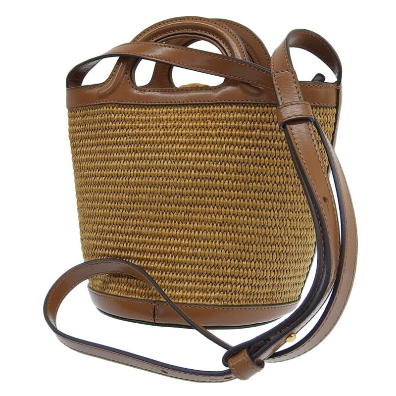 マルニ MARNI トロピカリア 2WAYバッグ ハンドバッグ ショルダーバッグ ラフィア レザー ブラウン 中古 新入荷 OB2377 マルニ MARNI トロピカリア 2WAYバッグ ハンドバッグ ショルダーバッグ