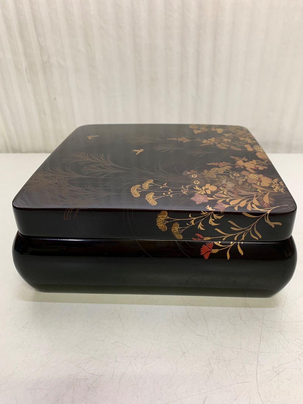 高級漆器 古美術 金彩 蒔絵 文箱 硯箱 茶箱 茶道 小物入れ ススキ 花