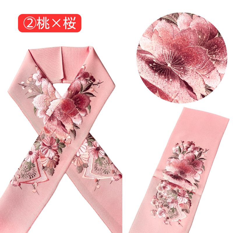 新品 半襟 刺繍半襟 ピンク 桜 菊 振袖 訪問着 he20 - メルカリ