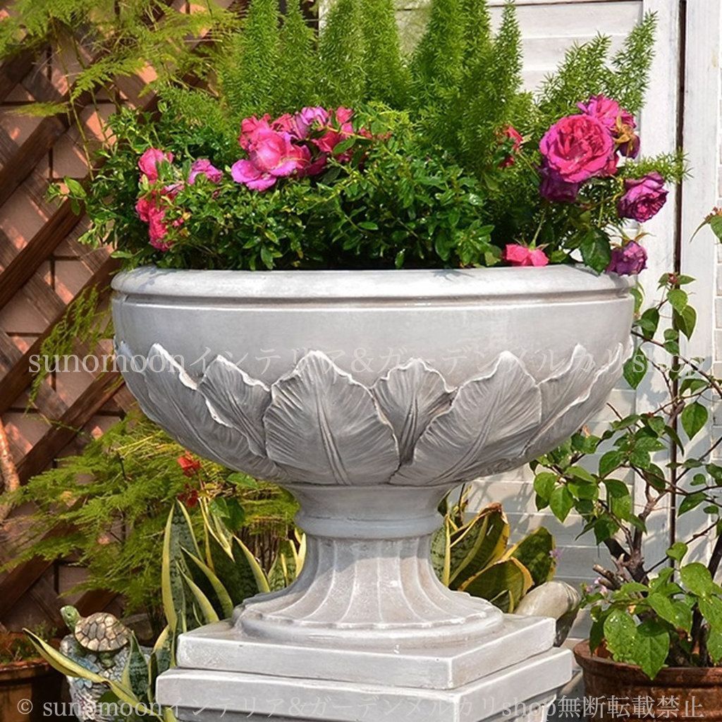 雑貨 グレー ガーデン雑貨 ホワイト お洒落 庭の装飾 プランター ヴィンテージ調 酸化マグネシウム素材 ローマ風 アンティーク調 ガーデンインテリア ガーデニング 庭 ガーデン 8-14 おしゃれ インテリア