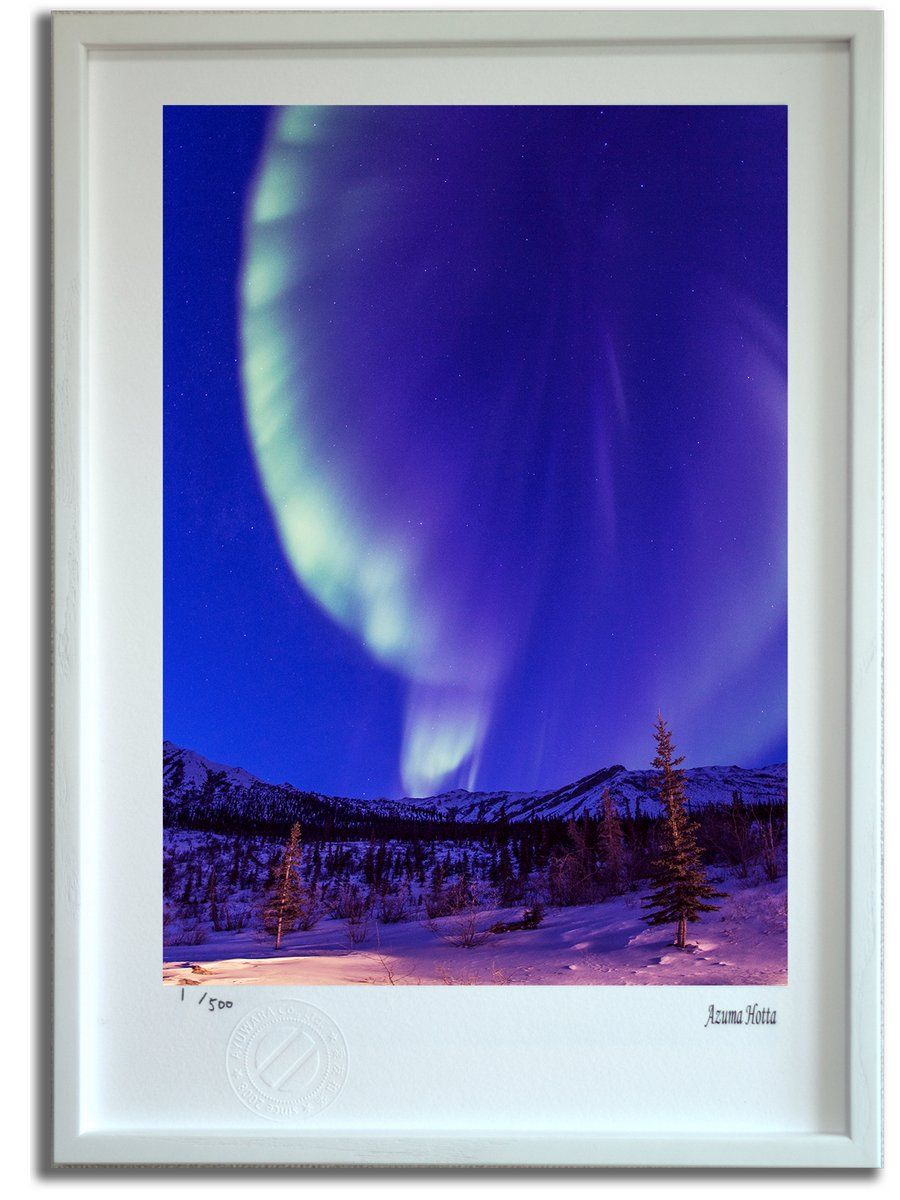 版画 絵画 オーロラとテント004 アラスカ/インテリア 額入り