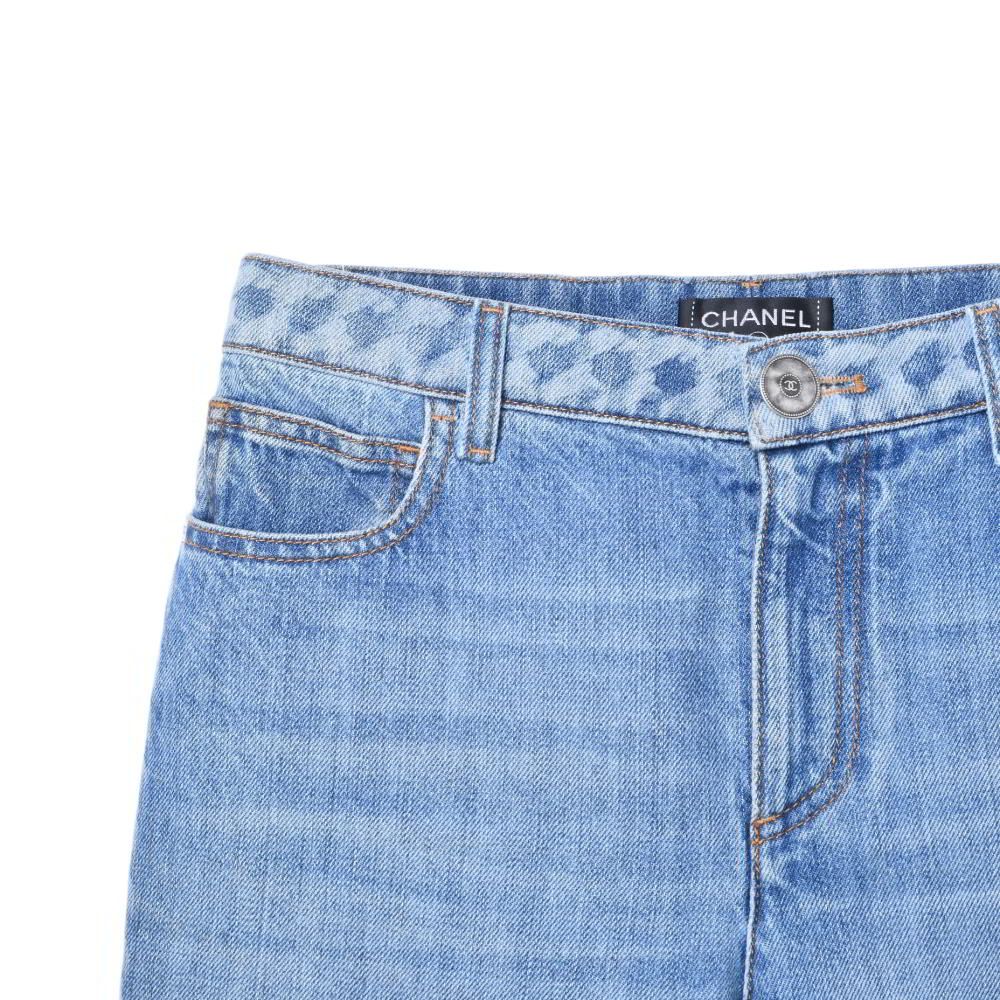 CHANEL ロゴパターン デニムパンツ 36 ◇ロゴデザインがキュート◇CHANEL ジーンズ CCロゴ (CHANEL