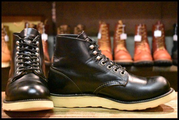 7.5 D 犬タグ 98年 レッドウィング 8165 アイリッシュセッター 黒 ブラッククローム プレーントゥ ブーツ redwing FI 381