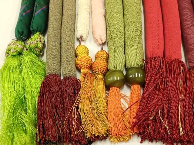 平和屋着物●和装小物 上質な帯締め10本セット 丸ぐけ 暈し あわじ玉 パール 金糸 切り房 撚り房 AABB7099ay