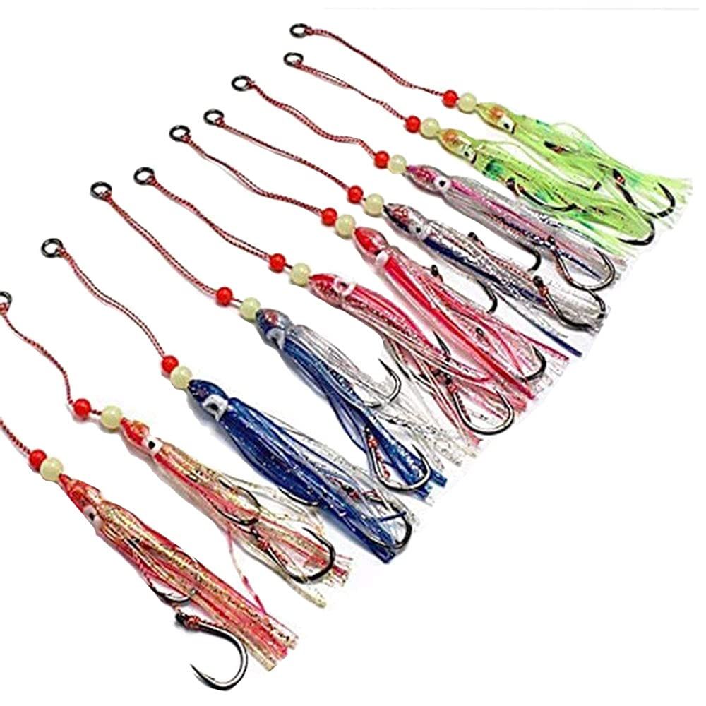 Wellvie タコベイト タコ釣り 仕掛け タグリ鉛替針 インチク 11.5cm 夜光ビーズ付きタチウオ 根魚 釣り フィッシング 大型回遊魚（5色/10本セット）