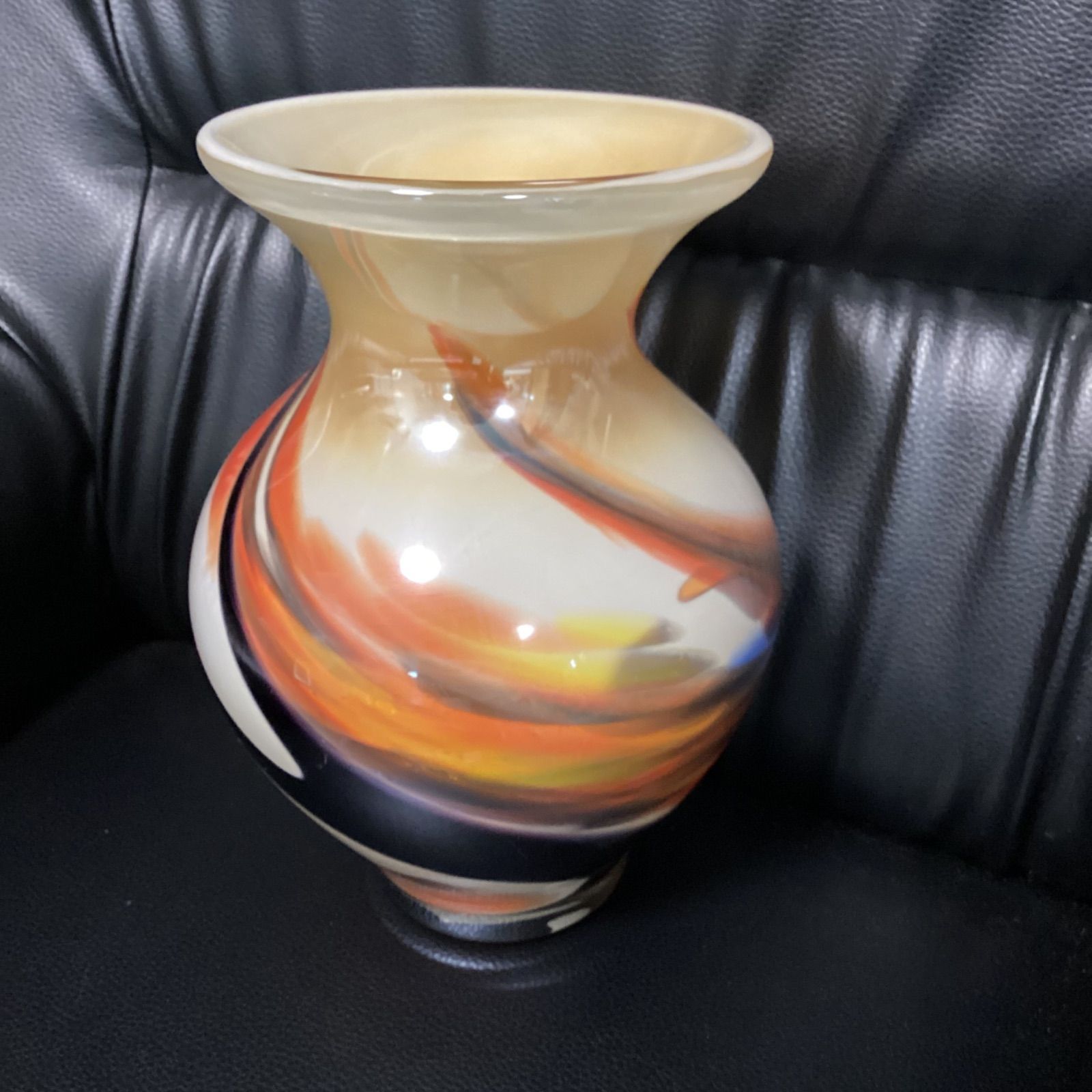 ArtGlASS ガラス花瓶　レトロ　花入 アートガラス ArtGLASS 昭和レトロ ガラス花瓶 ガラス工芸品