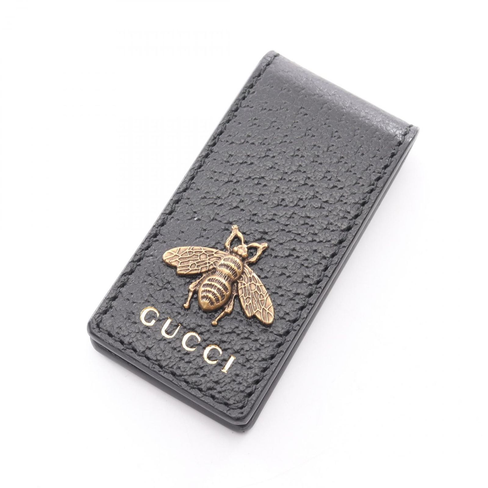 グッチ GUCCI マネークリップ アニマリエ ビー 522914 ブラック レザー アニマリエ ビー マネークリップ メンズ Used A