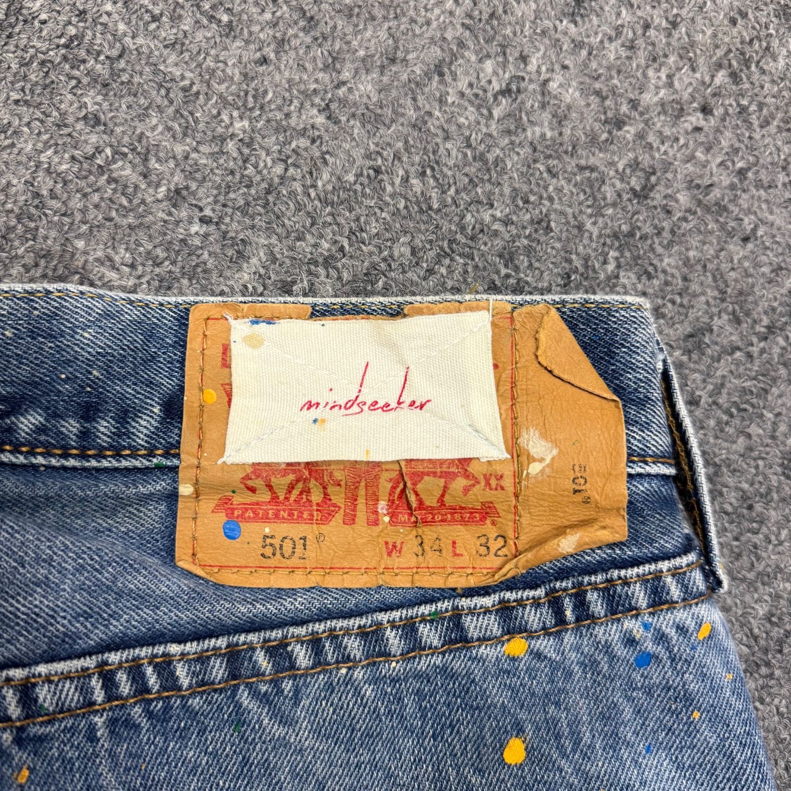 mindseeker ペイントワイドデニムパンツ ジーンズ 切替パンツ mindseeker ペイントワイドデニムパンツ ジーンズ 切替パンツ