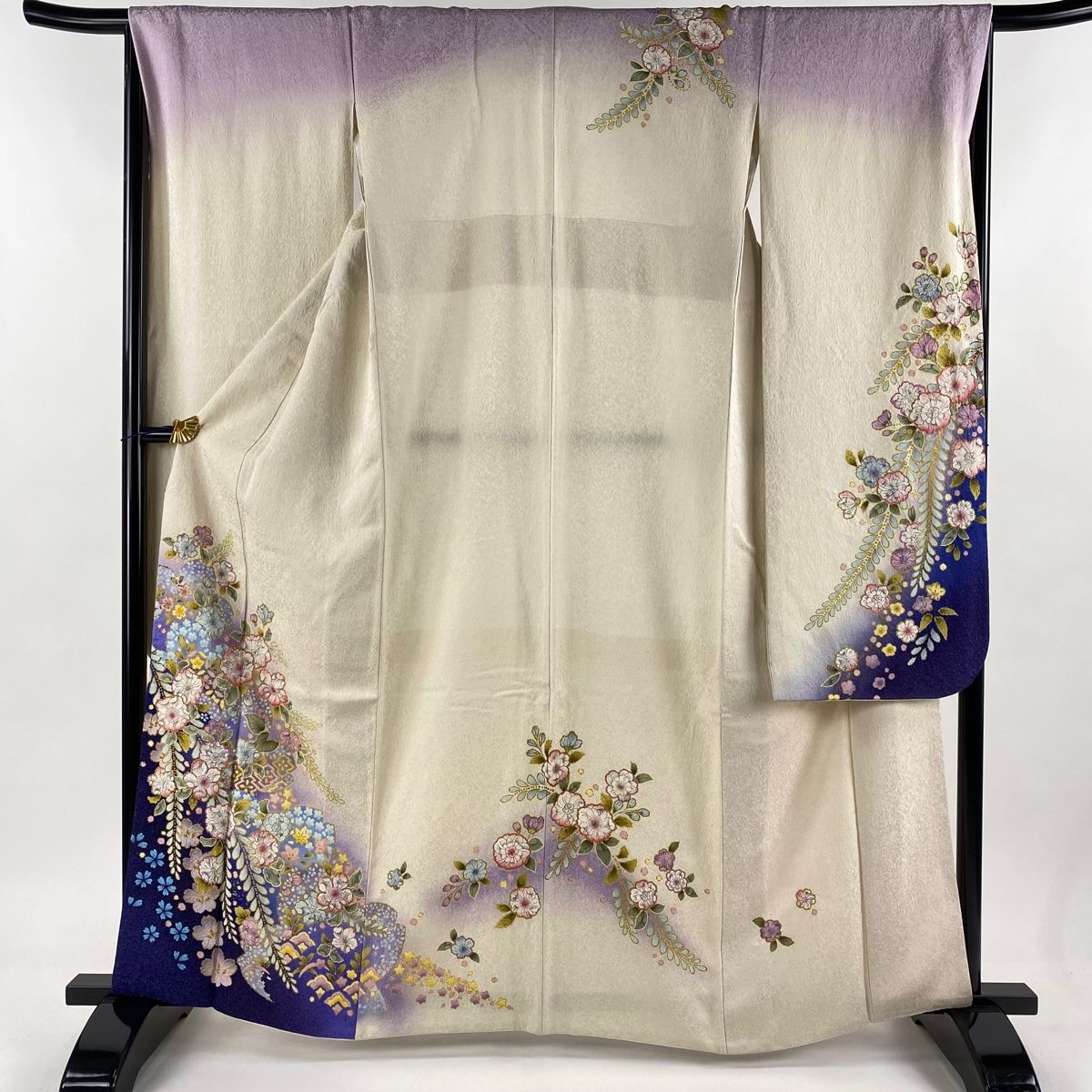 振袖 身丈161.5cm 裄丈67cm M 袷 辻が花 金通し 金彩 クリーム 正絹