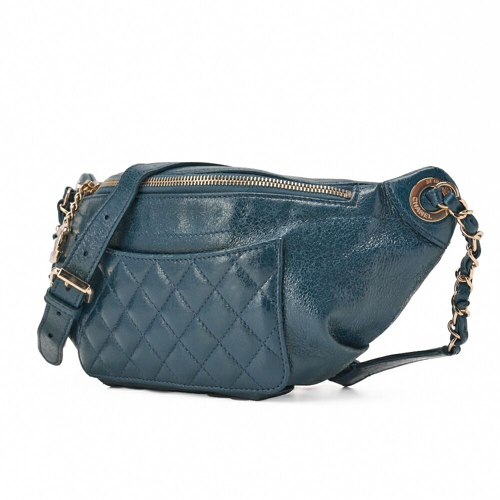 シャネル マトラッセ ラムスキン ウエスト ボディ バッグ ココマーク 紺色. CHANEL - CHANEL ウエストバッグ ココマーク マトラッセ レザー