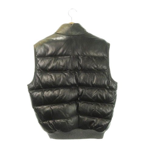 パパス Papas 中綿ベスト 本革 羊革 ラムレザー スタンドカラー 52 LL 黒 ブラック |AH3 GY44