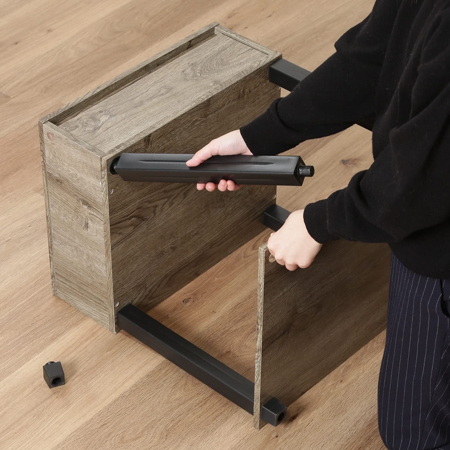 不二貿易 テーブル 幅45×奥行39.5×高さ55.1cm ナチュラル/ブラック