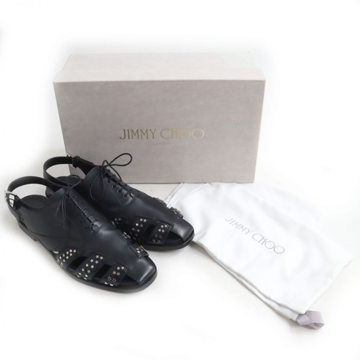 JIMMY CHOO フラットシューズ (ネイビー) - 靴