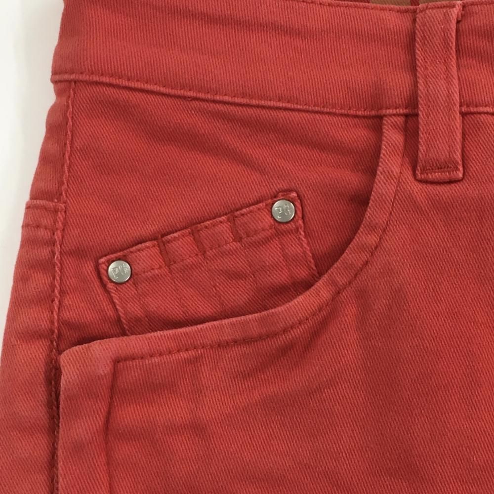 パーリーゲイツ ショートパンツ レッド ロゴ白 ティー装着可