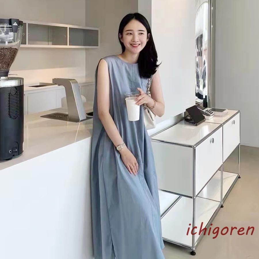 ワンピース ロングワンピース ノースリーブワンピース 夏 レディース マキシ丈 ロング丈 Aラインシルエット 大きいサイズ 春 着痩せ きれい