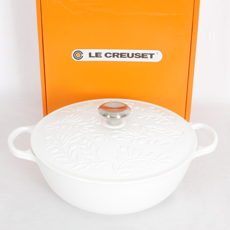 LE CREUSET ルクルーゼ マルミット 28cm オリーブブランチレリーフ-