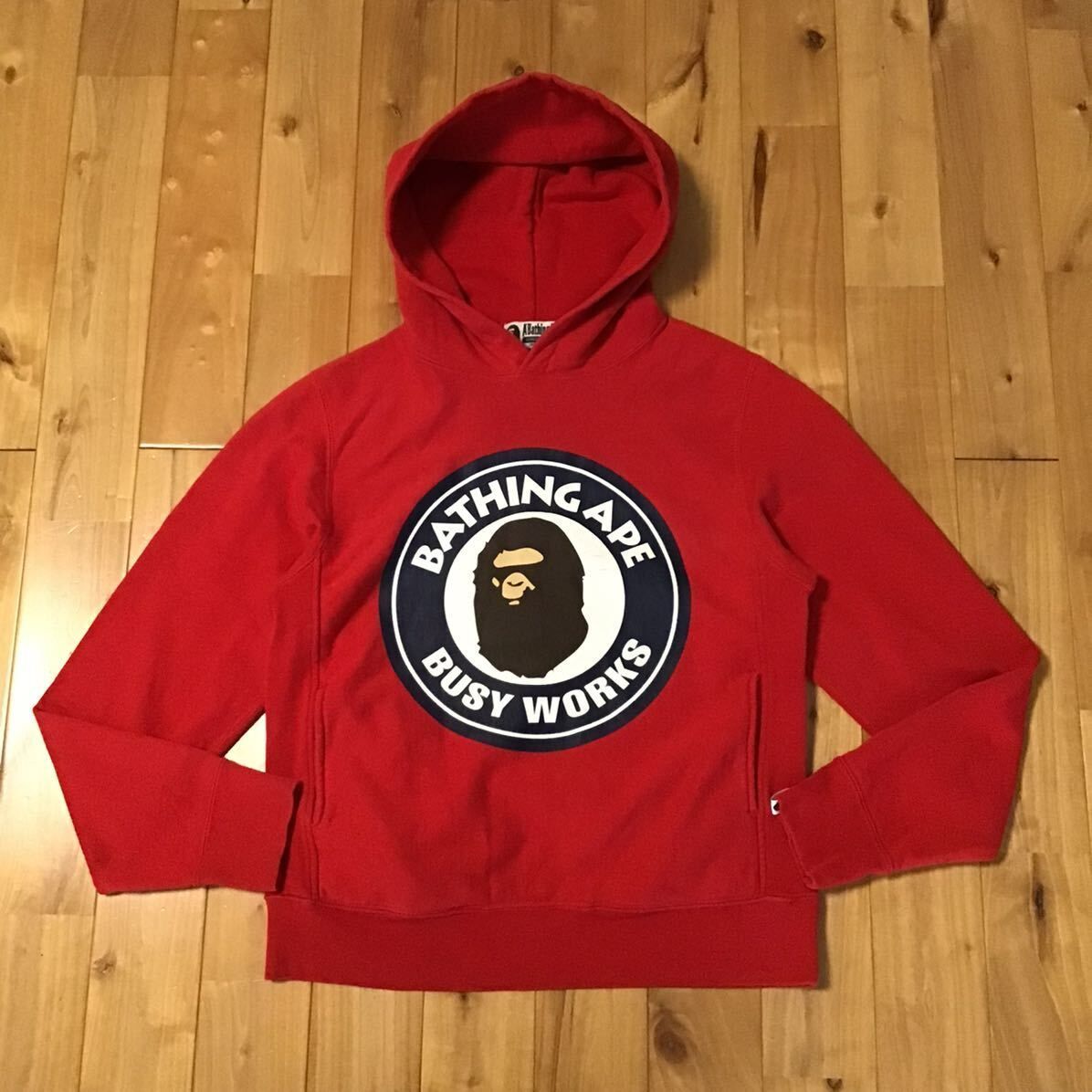 BAPE サークルロゴ プルオーバー パーカー Sサイズ レッド a bathing  