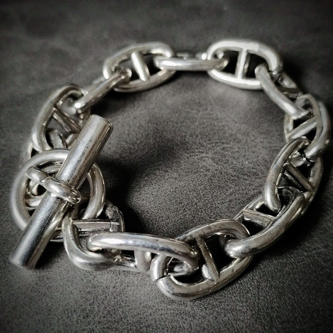 超重厚 ヴィンテージ クレストアンカーチェーンブレスレット シルバー925刻印 重厚 ヴィンテージ アンカーチェーン ブレスレット シルバー925 刻印