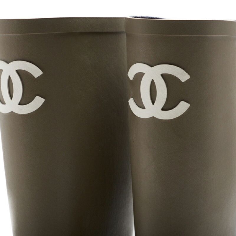 返品可】CHANEL シャネル ココマーク ラバー レインブーツ サイズ36