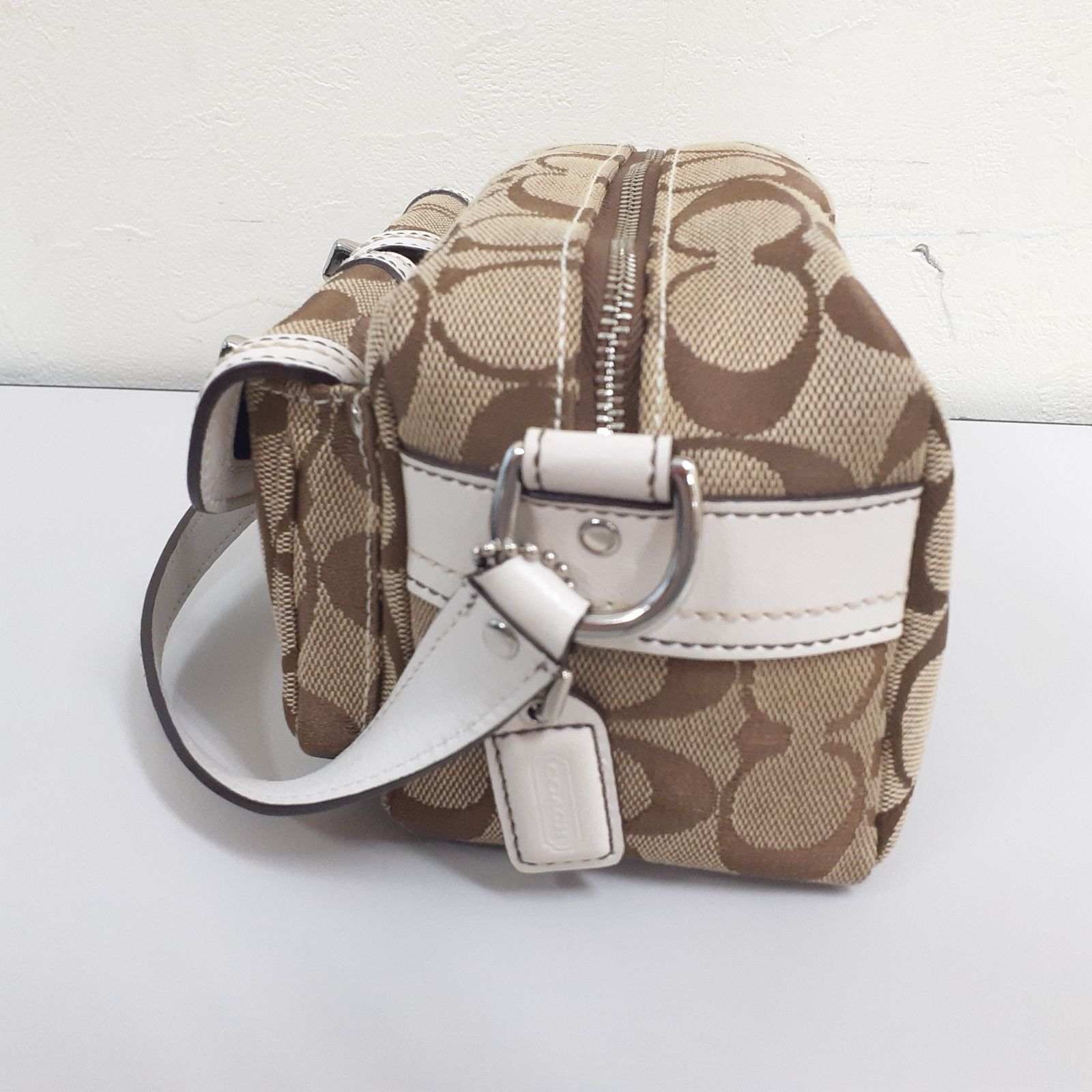 三沢店85-1-0730】Coach Signature Brown Mini Satchelbag