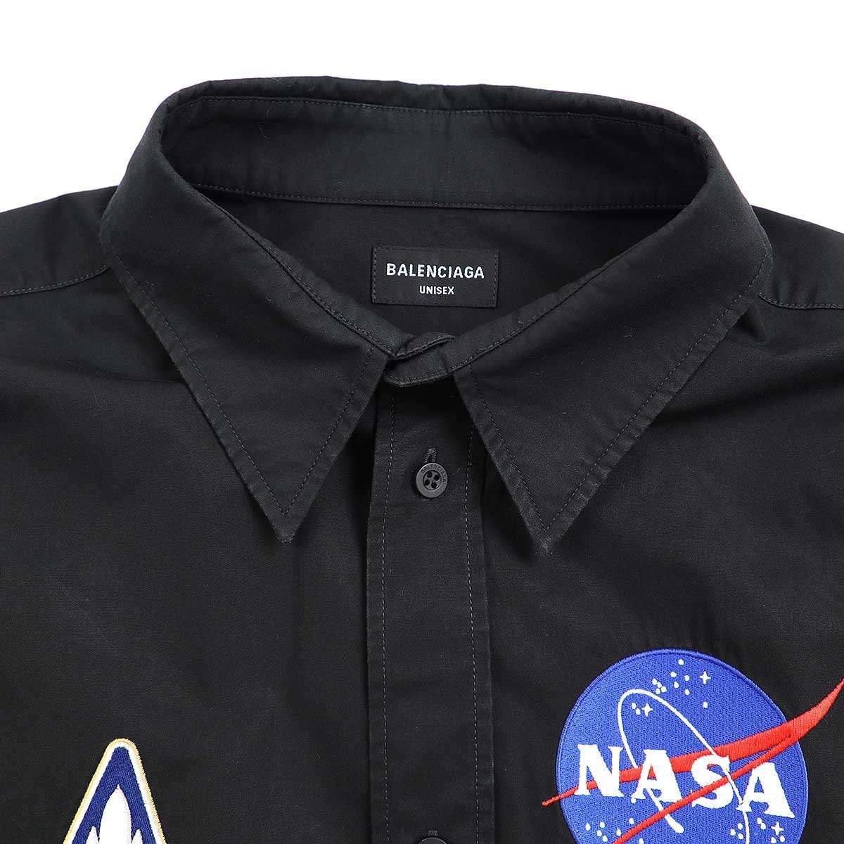 BALENCIAGA バレンシアガ 21AW NASA Over Shirt マルチワッペンオーバーサイズシャツ 663076 TYB18 ブラック 38