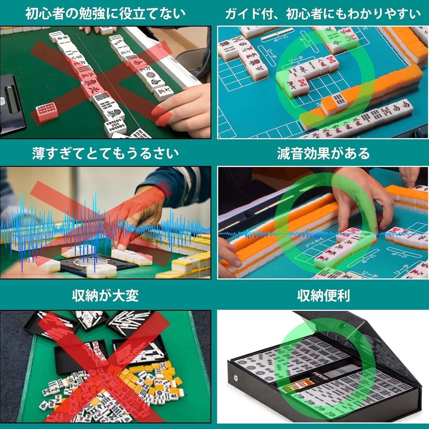 麻雀マット 麻雀牌セット ガイド付きマット 収納ケース付き