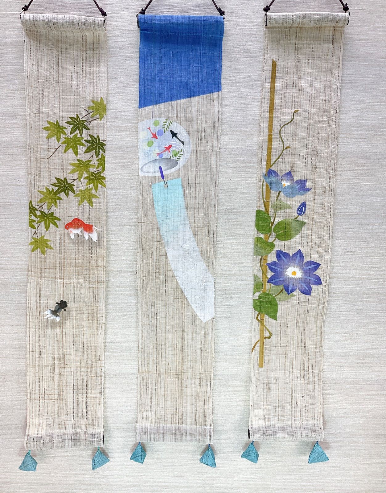金魚 豆タペストリー 季節のタペストリー 夏インテリア飾り 新品