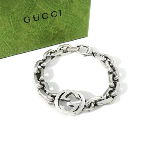 生まれのブランドで 良品 シルバー925 インターロッキングG グッチ GUCCI ブレスレット