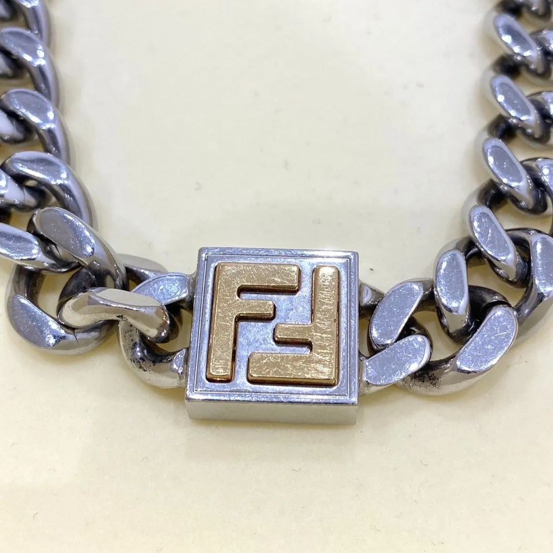 フェンディ　Fendi　喜平ネックレス FENDI フェンディ FFチェーンネックレス 喜平 スクエアトップ