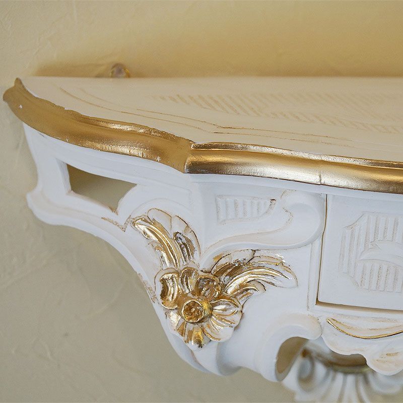 壁掛け コンソール 引出し付 卸売 ホワイト＆ゴールド イタリア製