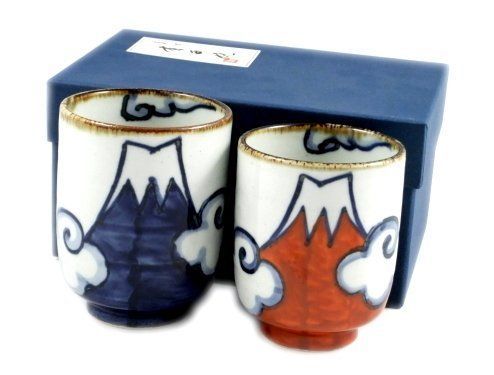 24時間以内発送】有田焼 翔芳窯 青富士・赤富士 組湯呑(夫婦湯呑